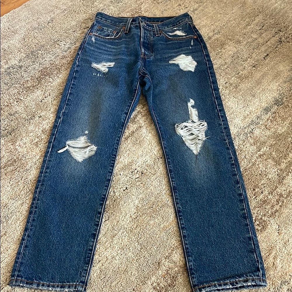Levi’s High Rise Distressed Blue Jeans
